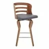 Armen Living Verne Swivel Gray Faux Leather and Walnut Wood Bar Stool Front - Armen Living Verne Swivel Gray Faux Leather and Walnut Wood Bar Stool Front