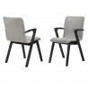 Varde Mid-Century Modern Dining Accent Chair with Black Finish and Grey Fabric - Set of 2