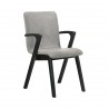 Varde Mid-Century Modern Dining Accent Chair with Black Finish and Grey Fabric - Angled