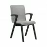 Varde Mid-Century Modern Dining Accent Chair with Black Finish and Grey Fabric - Angled - Varde Mid-Century Modern Dining Accent Chair with Black Finish and Grey Fabric - Angled