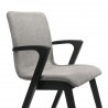 Varde Mid-Century Modern Dining Accent Chair with Black Finish and Grey Fabric - Close-Up