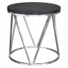 Vivian Contemporary End Table in Polished Stainless Steel Finish with Grey Top
