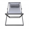 Armen Living Wave Outdoor Patio Aluminum Deck Chair in Grey Powder Coated Finish with Grey Sling Textilene- Front