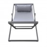 Armen Living Wave Outdoor Patio Aluminum Deck Chair in Grey Powder Coated Finish with Grey Sling Textilene- Front