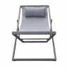 Armen Living Wave Outdoor Patio Aluminum Deck Chair in Grey Powder Coated Finish with Grey Sling Textilene- Front - Armen Living Wave Outdoor Patio Aluminum Deck Chair in Grey Powder Coated Finish with Grey Sling Textilene- Front
