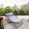 Armen Living Wave Outdoor Patio Aluminum Deck Chair in Grey Powder Coated Finish with Grey Sling Textilene