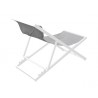 Armen Living Wave Outdoor Patio Aluminum Deck Chair in White Powder Coated Finish with Grey Sling Textilene- Back Angle