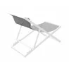 Armen Living Wave Outdoor Patio Aluminum Deck Chair in White Powder Coated Finish with Grey Sling Textilene- Back Angle - Armen Living Wave Outdoor Patio Aluminum Deck Chair in White Powder Coated Finish with Grey Sling Textilene- Back Angle