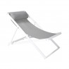Armen Living Wave Outdoor Patio Aluminum Deck Chair in White Powder Coated Finish with Grey Sling Textilene- Side Angle View
