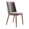 Wade Mid-Century Dining Chair in Walnut Finish and Gray Fabric - Angled
