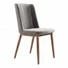 Wade Mid-Century Dining Chair in Walnut Finish and Gray Fabric - Angled - Wade Mid-Century Dining Chair in Walnut Finish and Gray Fabric - Angled