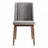 Wade Mid-Century Dining Chair in Walnut Finish and Gray Fabric - Front - Wade Mid-Century Dining Chair in Walnut Finish and Gray Fabric - Front