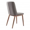 Wade Mid-Century Dining Chair in Walnut Finish and Gray Fabric - Back Angle