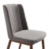 Wade Mid-Century Dining Chair in Walnut Finish and Gray Fabric - Seat Back CLose-Up