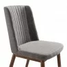 Wade Mid-Century Dining Chair in Walnut Finish and Gray Fabric - Seat Back CLose-Up - Wade Mid-Century Dining Chair in Walnut Finish and Gray Fabric - Seat Back CLose-Up