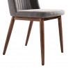 Wade Mid-Century Dining Chair in Walnut Finish and Gray Fabric - Leg Close-Up