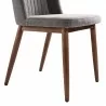 Wade Mid-Century Dining Chair in Walnut Finish and Gray Fabric - Leg Close-Up - Wade Mid-Century Dining Chair in Walnut Finish and Gray Fabric - Leg Close-Up