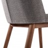 Wade Mid-Century Dining Chair in Walnut Finish and Gray Fabric - Back Angle CLose-Up