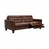 Armen Living Wesley 81" Chestnut Genuine Leather Power Footrest Tuxedo Arm Sofa Side