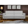 Armen Living Wesley 81" Dove Gray Genuine Leather Power Footrest Tuxedo Arm Sofa