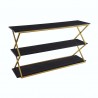 Armen Living Westlake 3-Tier Dark Brown Console Table with Brushed Gold Legs
