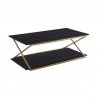 Armen Living Westlake Dark Brown Veneer Coffee Table with Brushed Gold Legs