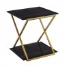 Armen Living Westlake Dark Brown Veneer End Table with Brushed Gold Legs Front