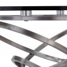 Wendy Contemporary Dining Table in Brushed Stainless Steel Finish and Clear Glass top - Base Detail