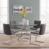 Wendy Contemporary Dining Table in Brushed Stainless Steel Finish and Clear Glass top - Lifestyle