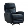 Wolfe Contemporary Recliner in Black Genuine Leather - Angled