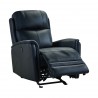 Wolfe Contemporary Recliner in Black Genuine Leather - Leg Reclined