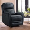 Wolfe Contemporary Recliner in Black Genuine Leather - 