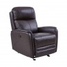 Wolfe Contemporary Recliner in Dark Brown Genuine Leather - Angled