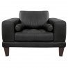 Armen Living Wynne Contemporary Chair in Genuine Brown Leather with Brown Wood Legs - Front
