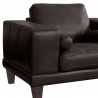 Armen Living Wynne Contemporary Chair in Genuine Espresso Leather with Brown Wood Legs - Leg Close-Up