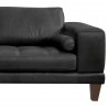 Armen Living Wynne Contemporary Loveseat in Genuine Black Leather with Brown Wood Legs - Leg Front