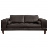 Armen Living Wynne Contemporary Loveseat in Genuine Espresso Leather with Brown Wood Legs - Front