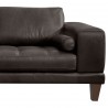 Armen Living Wynne Contemporary Loveseat in Genuine Espresso Leather with Brown Wood Legs - Leg Closwe-Up