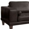 Armen Living Wynne Contemporary Loveseat in Genuine Espresso Leather with Brown Wood Legs - Leg Angle