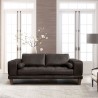 Armen Living Wynne Contemporary Loveseat in Genuine Espresso Leather with Brown Wood Legs - Lifestyle