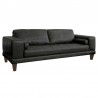 Armen Living Wynne Contemporary Sofa in Black Genuine Leather with Brown Wood Legs Side
