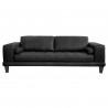 Armen Living Wynne Contemporary Sofa in Genuine Black Leather with Brown Wood Legs - Front