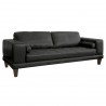 Armen Living Wynne Contemporary Sofa in Genuine Black Leather with Brown Wood Legs - Angled