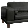 Armen Living Wynne Contemporary Sofa in Genuine Black Leather with Brown Wood Legs - Leg Close-Up