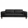 Armen Living Wynne Contemporary Sofa in Black Genuine Leather with Brown Wood Legs Front