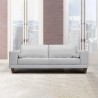 Armen Living Wynne Contemporary Sofa in Dove Gray Genuine Leather with Brown Wood Legs