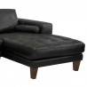 Armen Living Wynne Contemporary Sectional in Genuine Black Leather with Brown Wood Legs Half