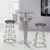 Armen Living Yukon Contemporary Bar Table In Stainless Steel and Gray Frosted Glass