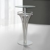 Armen Living Yukon Contemporary Bar Table In Stainless Steel and Gray Frosted Glass