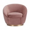 Yves Blush Velvet Swivel Accent Chair with Gold Base 2